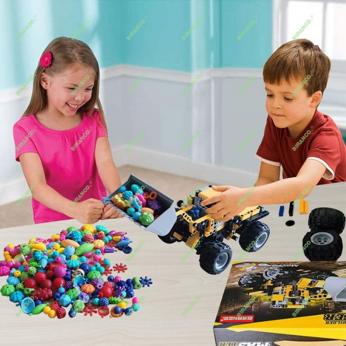 STEM Construction Toys Bulldozer Building Kit, Front Wheel Loader Top Educational