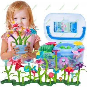 BIRANCO. Flower Garden Building Set - Grow up! Fun Stacking Toys for Toddlers and Kids Age 3-6 Year Olds, Educational Activity for Preschool, Cool STEM Gardening Gifts for Girls (138 PCS)