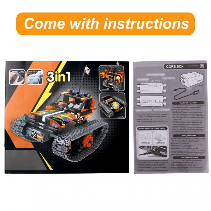 STEM Remote Control Building Kit BIRANCO. 3 in 1 RC Tracked Racer